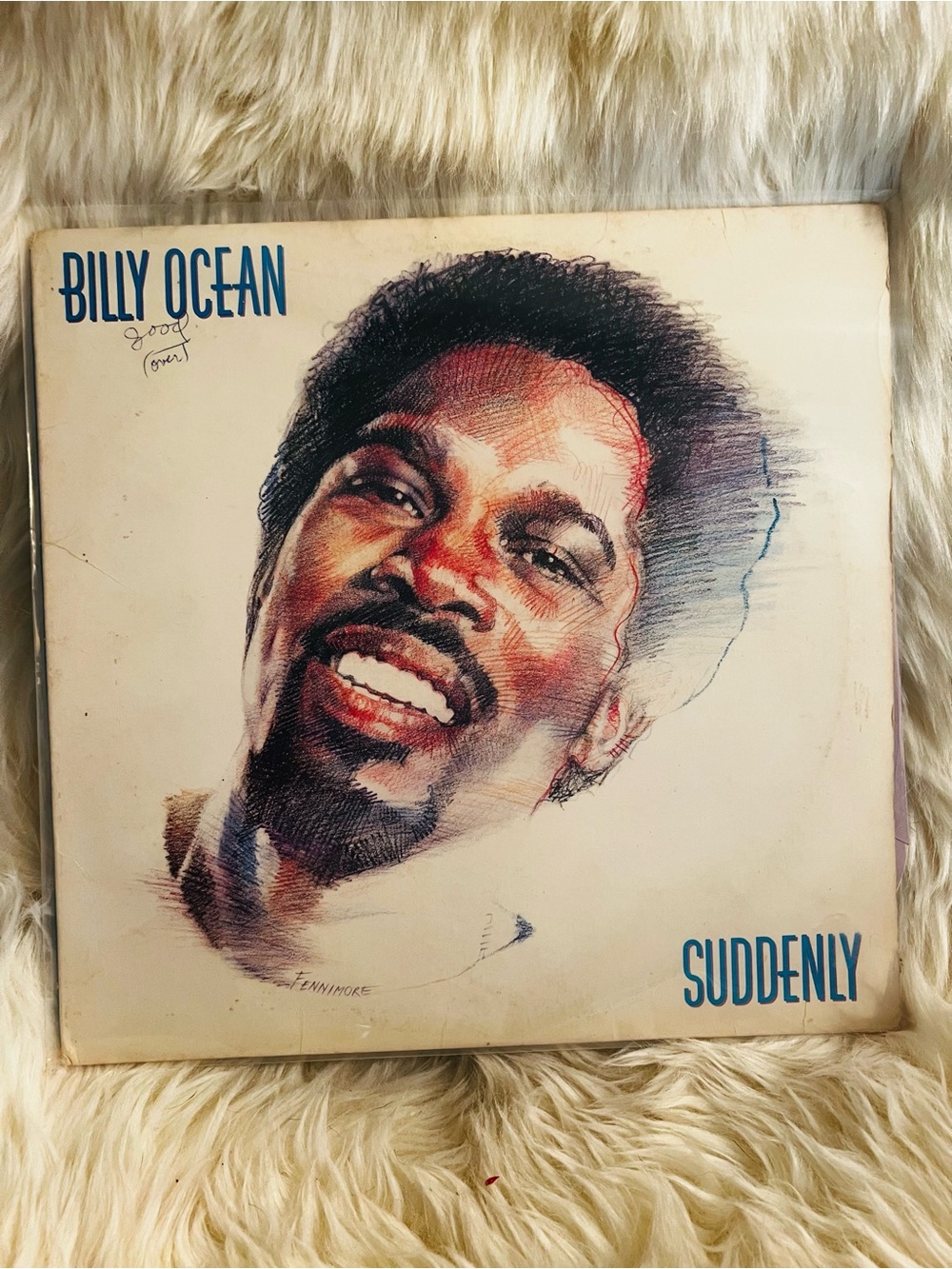 Billy Ocean 'Suddenly' Vinyl Album - Cream Cover with Blue Text